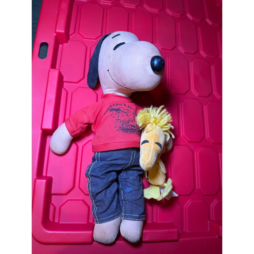 Vintage Peanuts Snoopy & Woodstock Plush Doll Set United Feature Syndicate